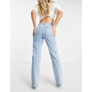 Asos Design Jeans Women's Size 28 Light Wash 90's High Rise Straight Leg Denim